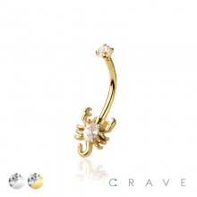 316L SURGICAL STEEL TOP CZ WITH CZ SCORPION EYEBROW (CURVED BARBELL)